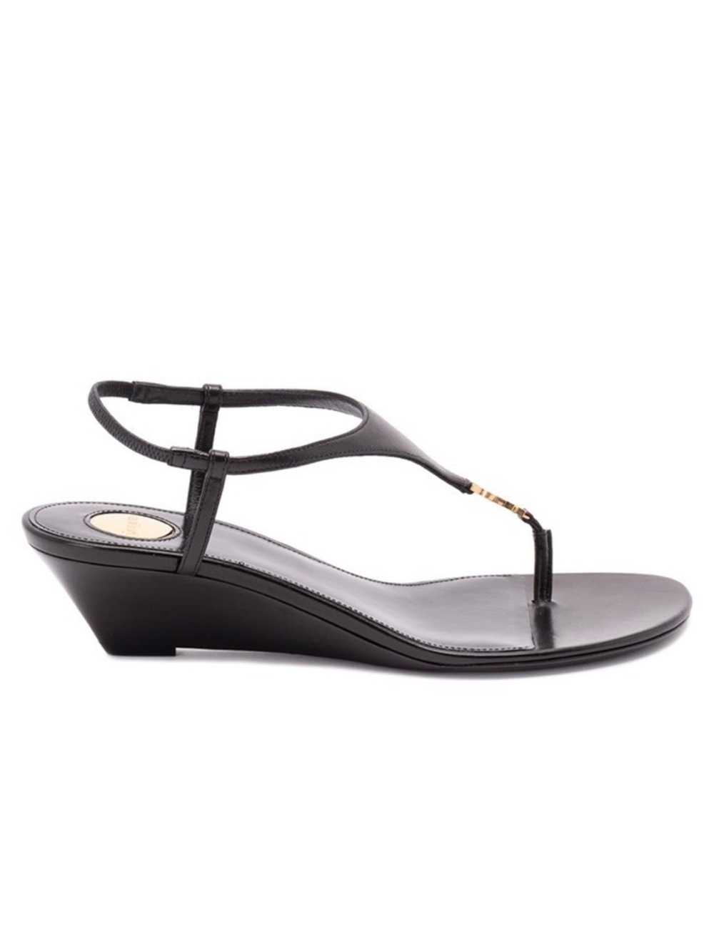 SAINT LAURENT Cassandra Bridget YSL logo thong sandals wedges